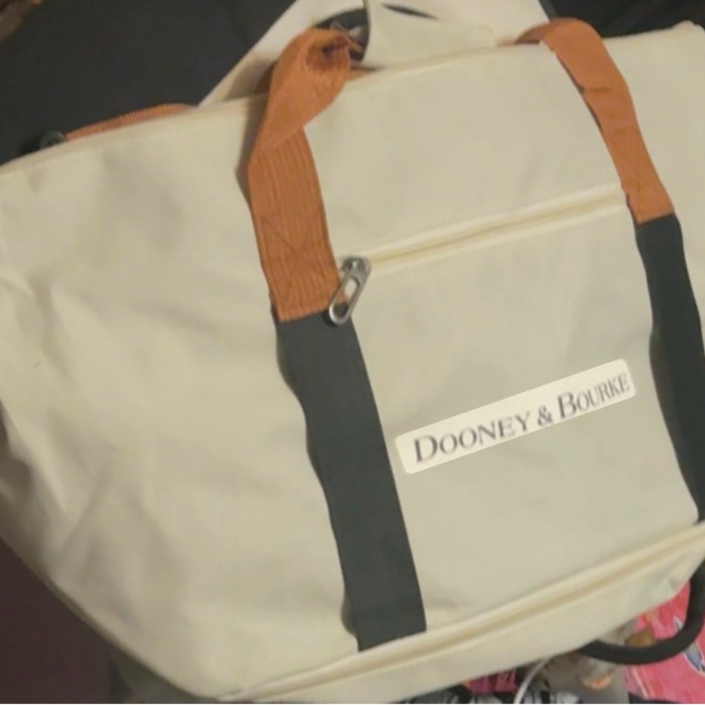 Dooney & Bourke Cream and Tan canvas vintage tote bag